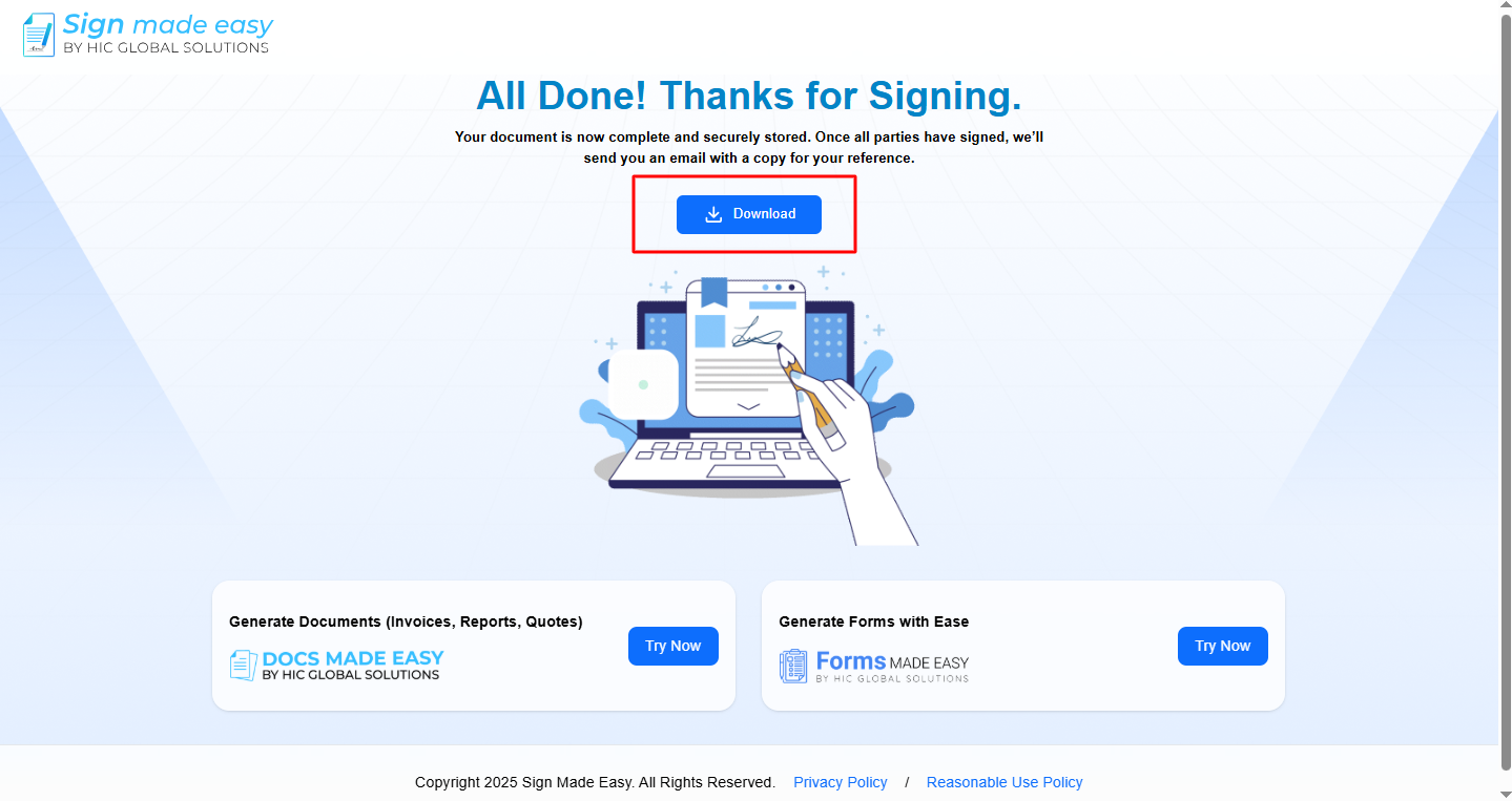 now you can download the document by clicking on the Download button