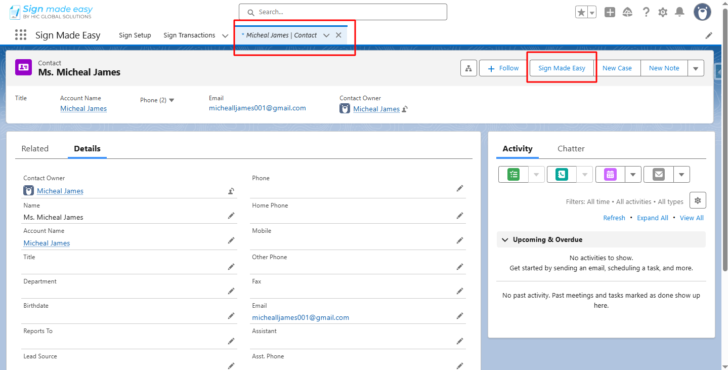 Go to the object’s record detail page and click the button you created.