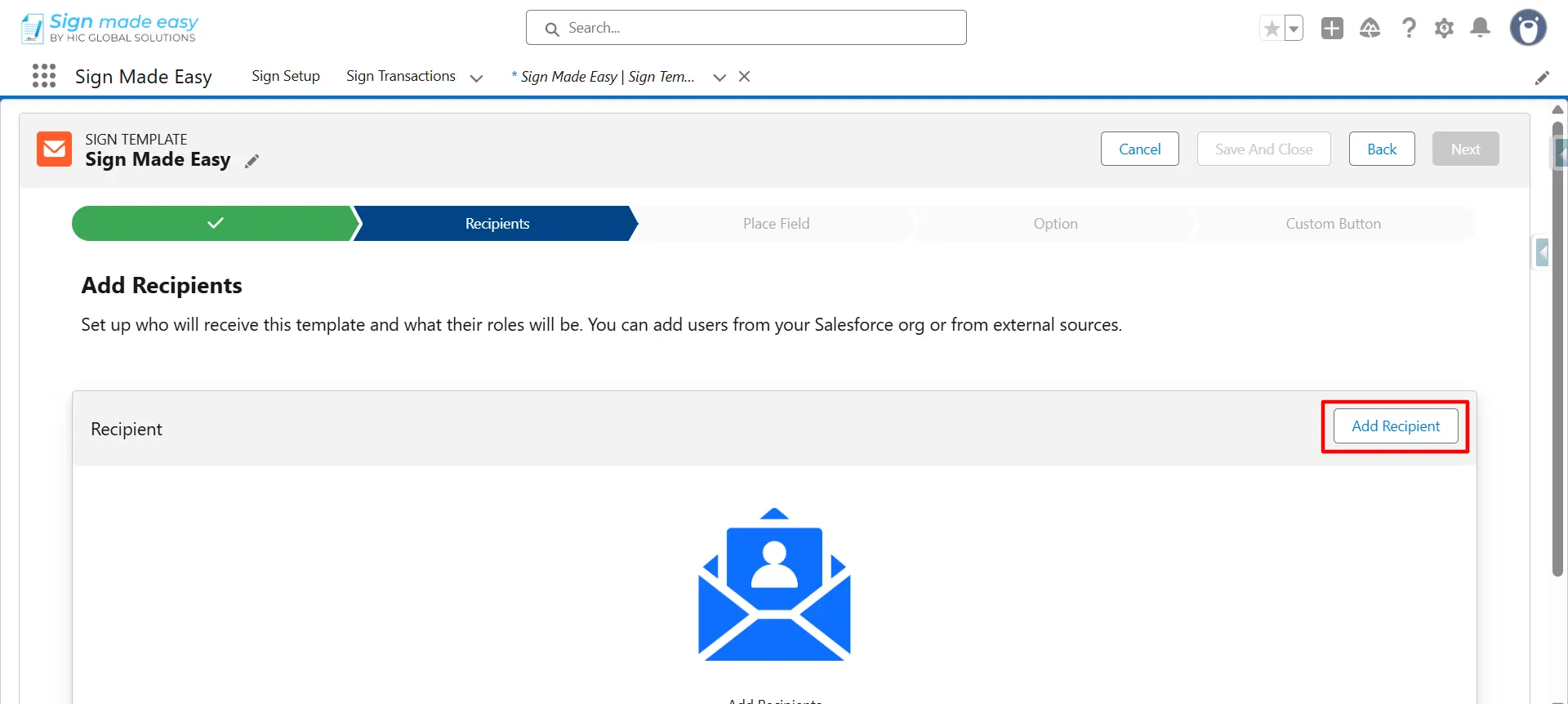 Add Recipient