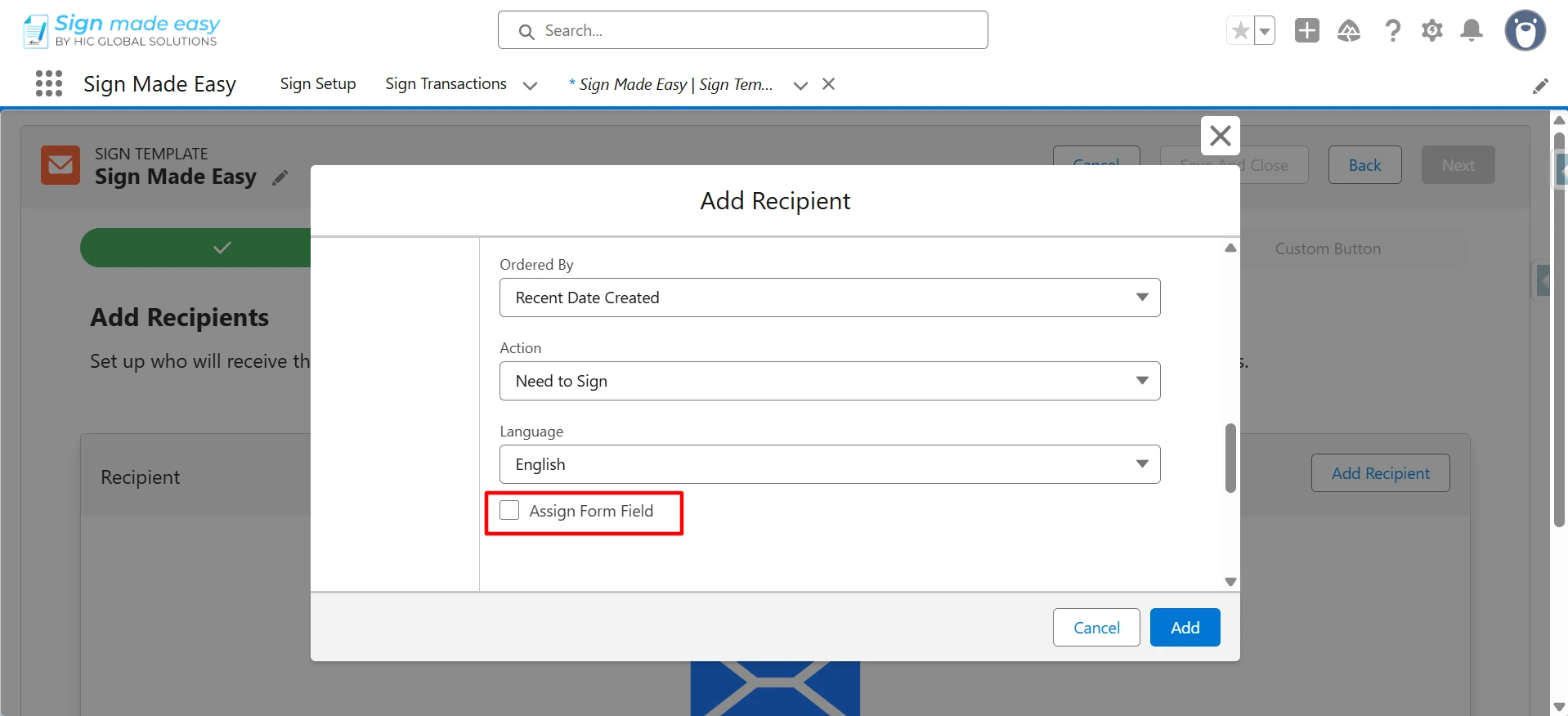 Assign Form Field