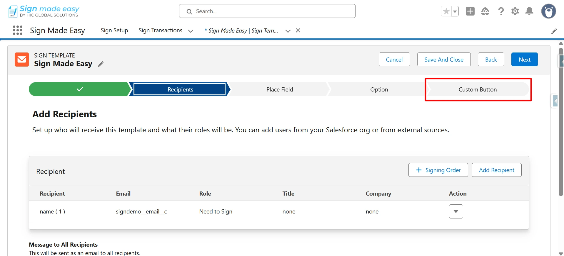 Custom Button Option