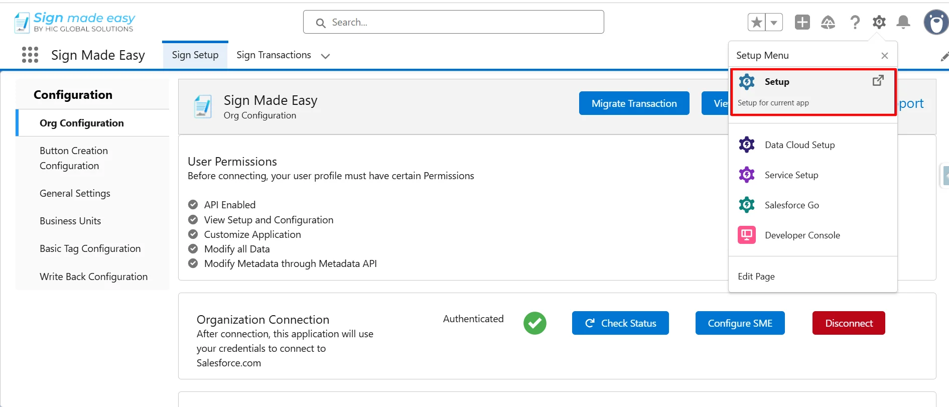 Navigate to Setup