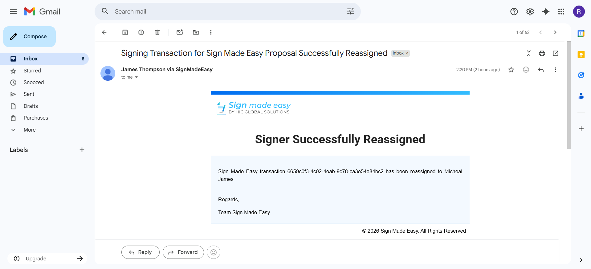 email notification will be sent