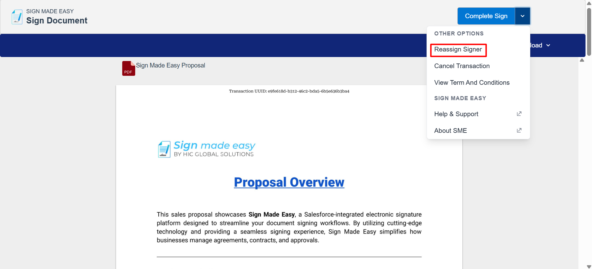 Reassign Signer