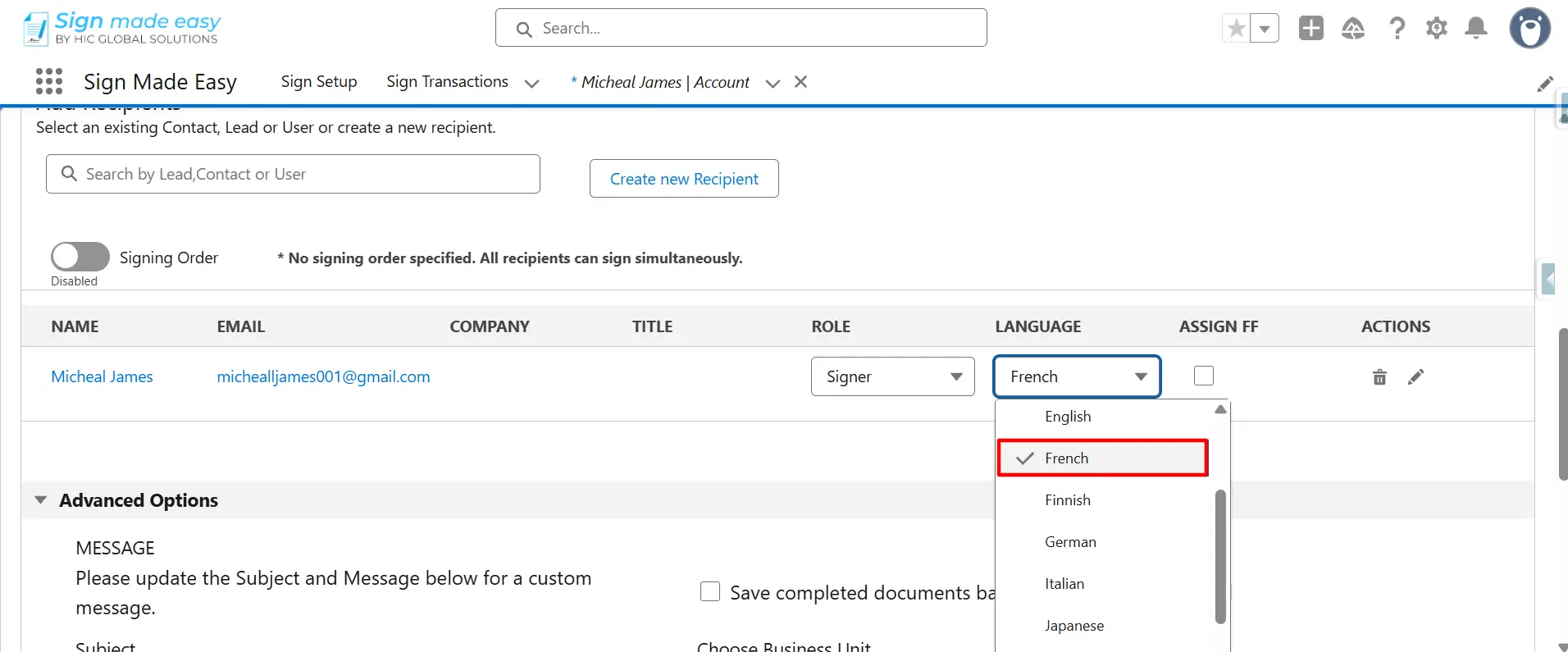 Choose the preferred language