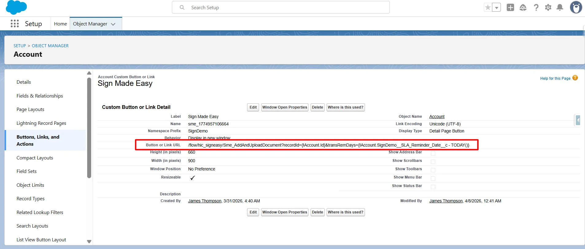 Final Transaction Reminder date Button URL