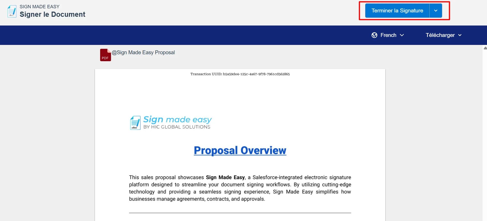 Click on the Complete Signature button