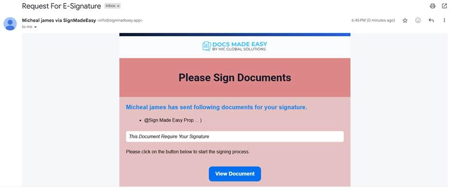 document will be sent to the selected recipient