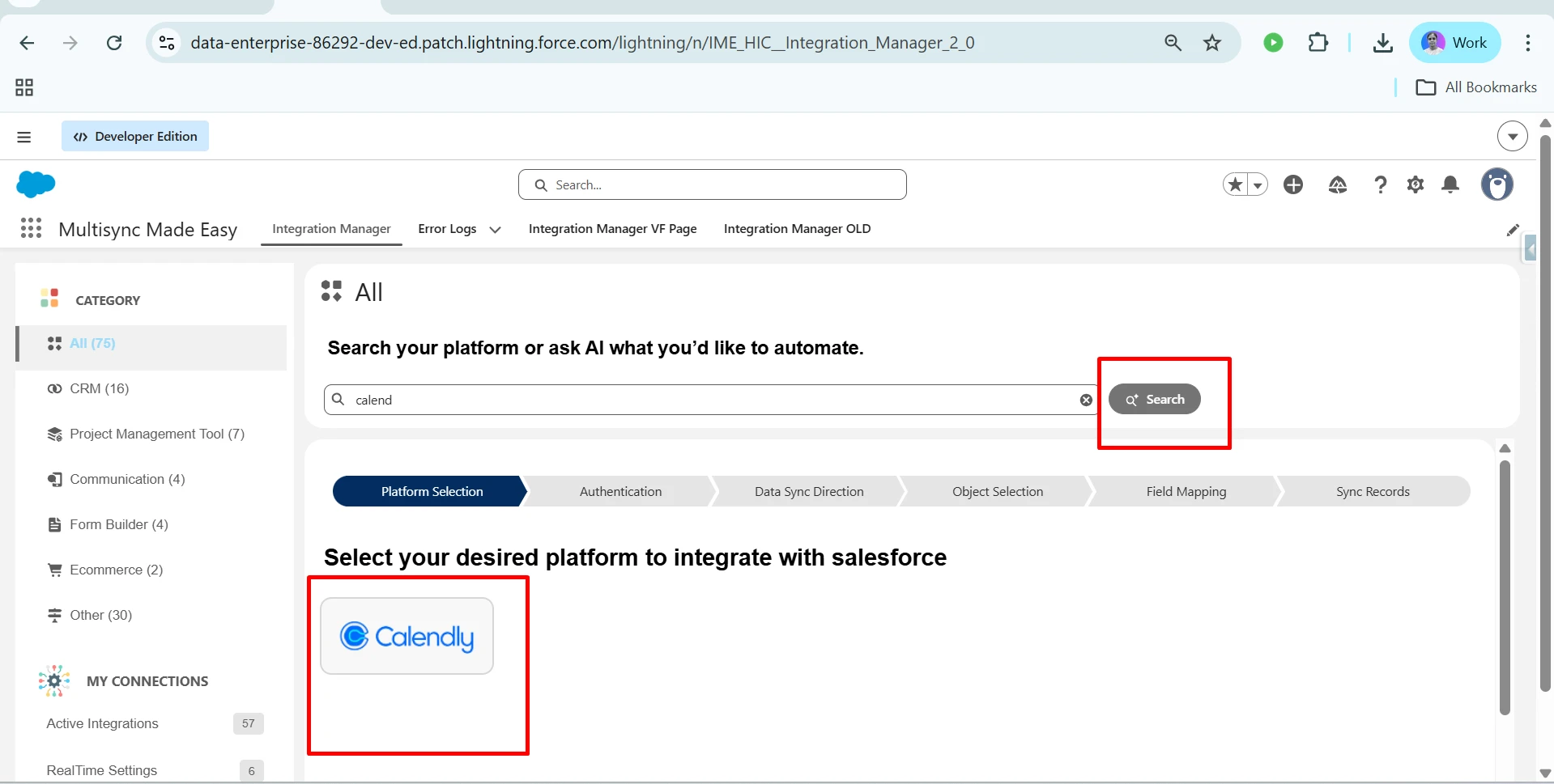 search for 'Calendly