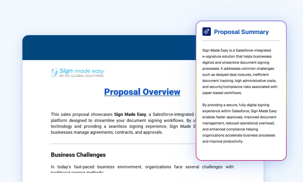 AI document summary screen