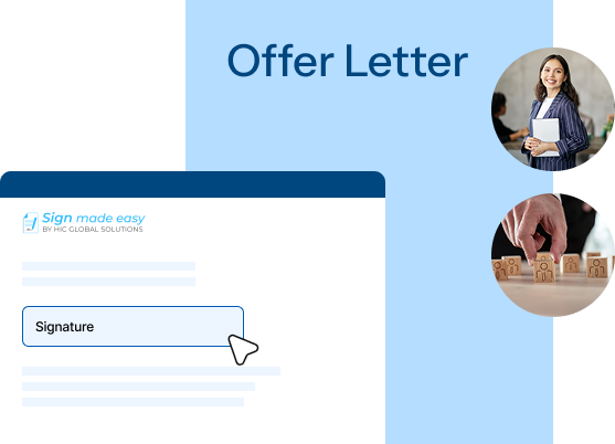 HR offer letter signing workflow mockup