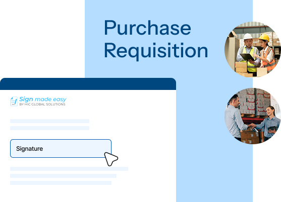 Procurement approval signing workflow mockup