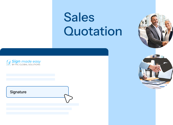 Sales quote signing workflow mockup