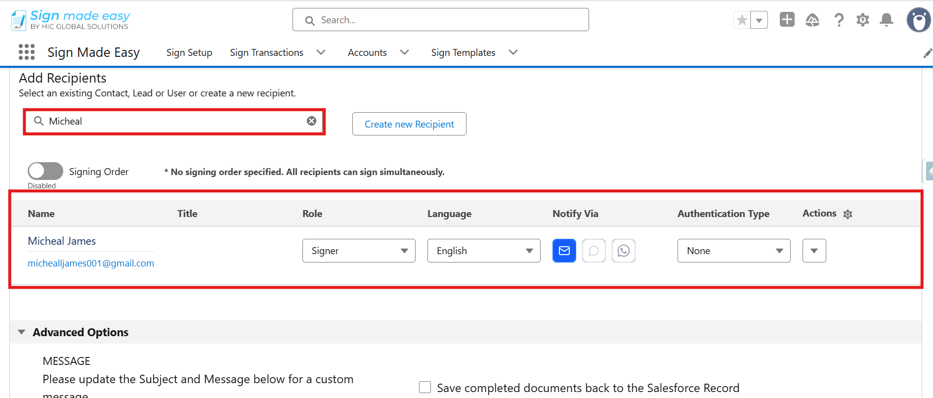 Add Recipients