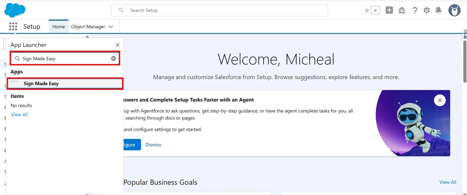 Select the application from the search results to open it