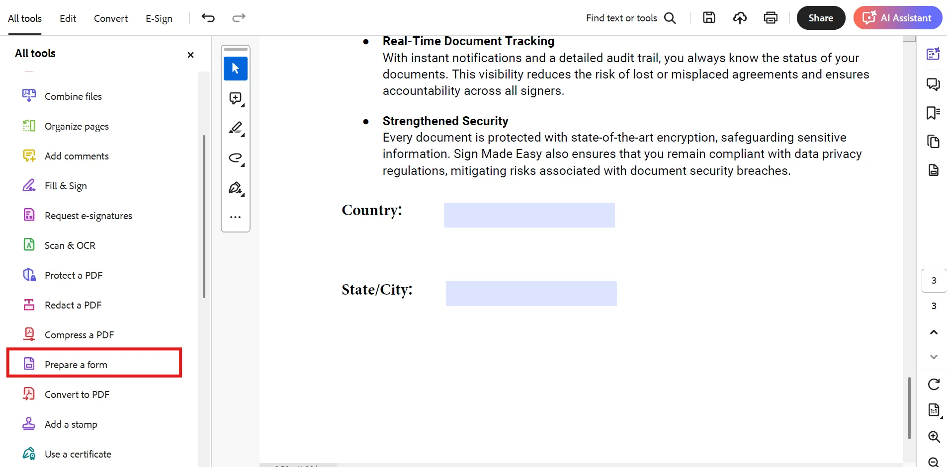 Select Prepare a Form